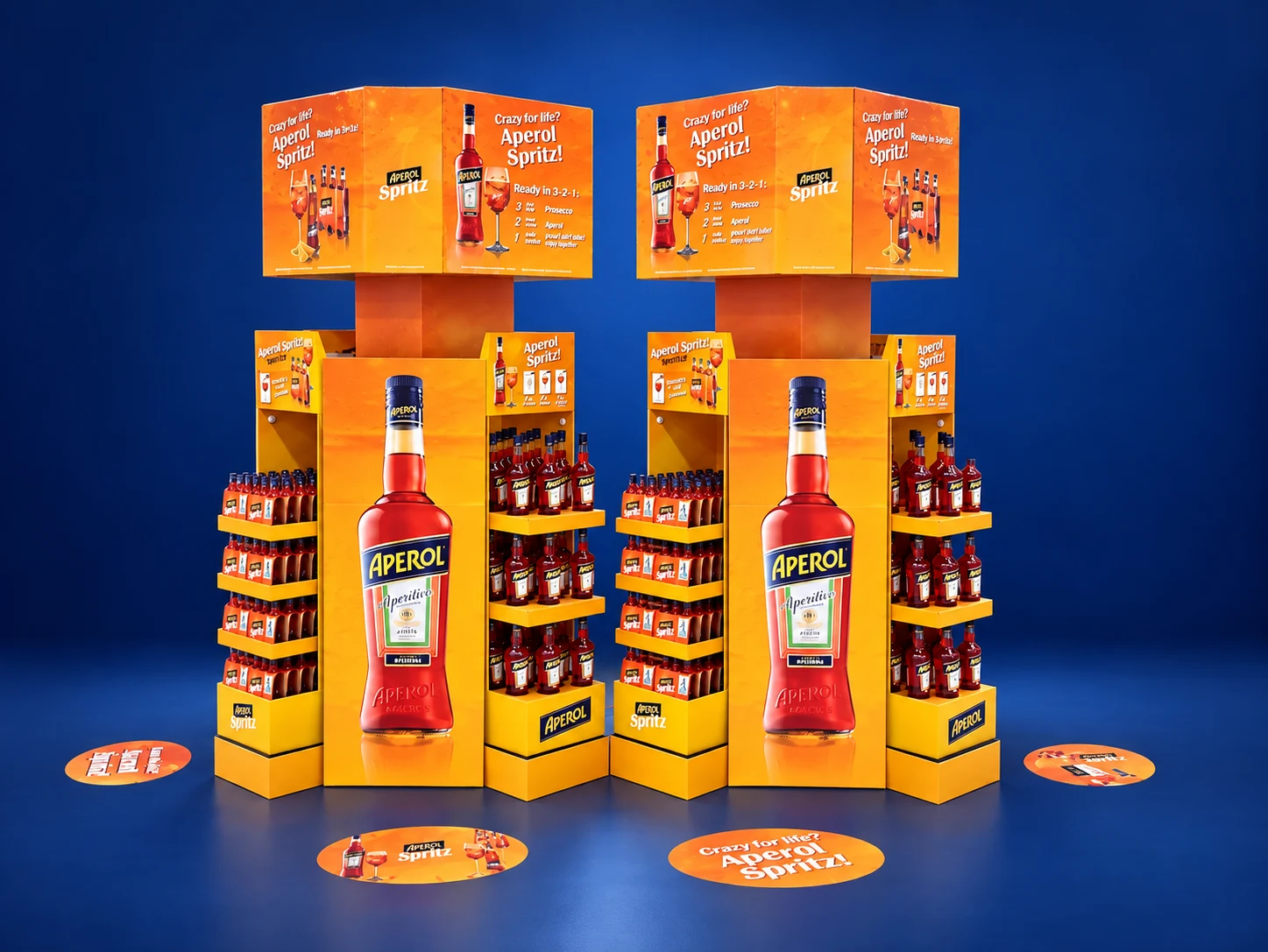 Aperol promotional island installed in a supermarket