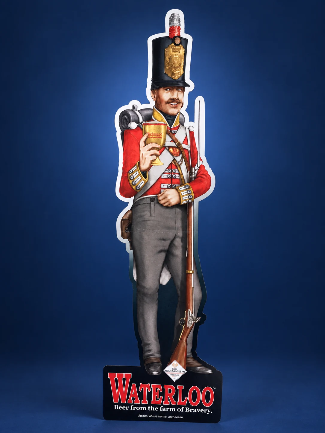 Freestanding Waterloo soldier-shaped sign