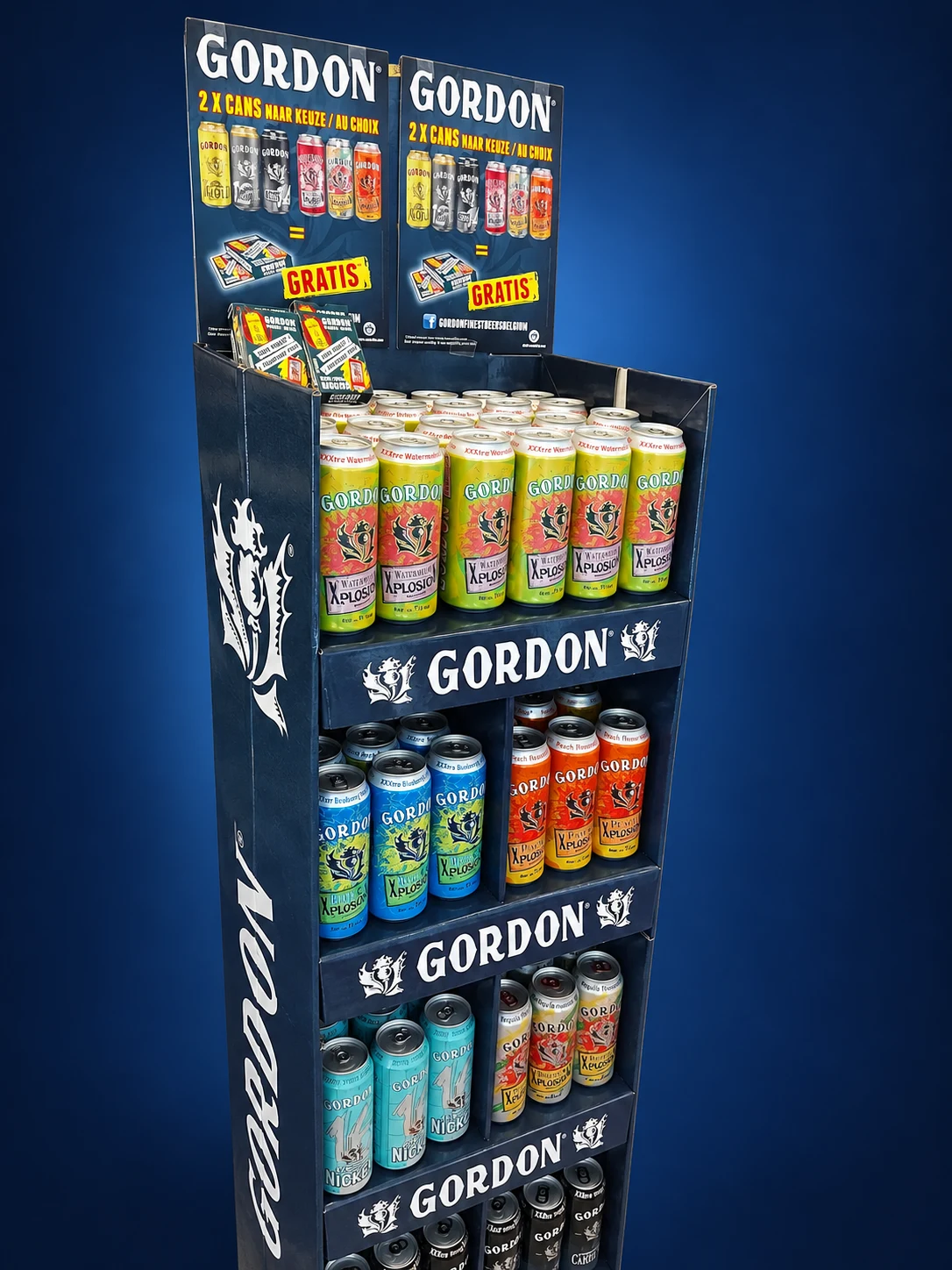 Gordon — Detail of the blue display for cans