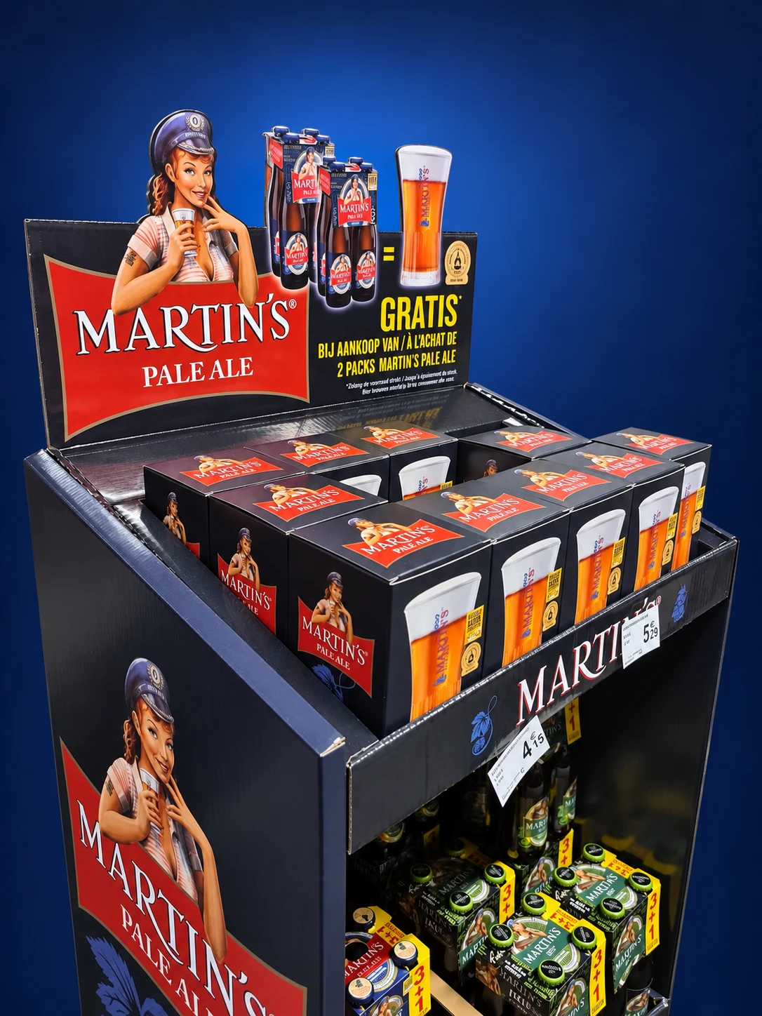Martin’s Pale Ale — Detail of the glass gift boxes and header