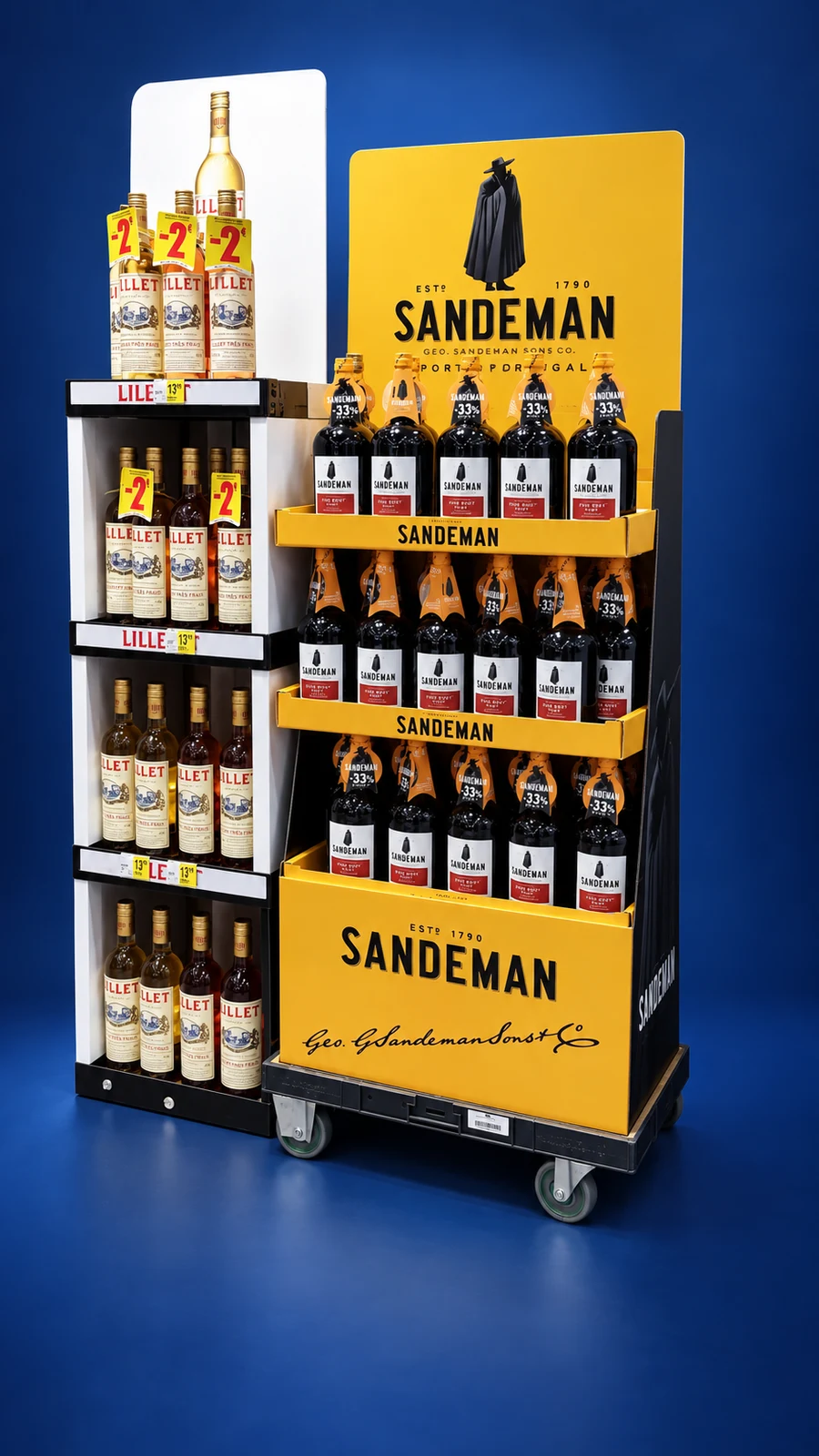 Sandeman · Lillet — Floor displays in a retail setting