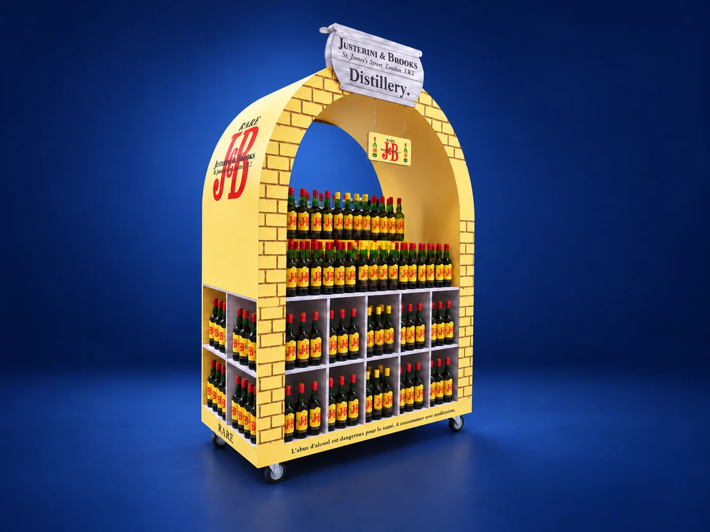 Permanent J&B display with arch, installed in store
