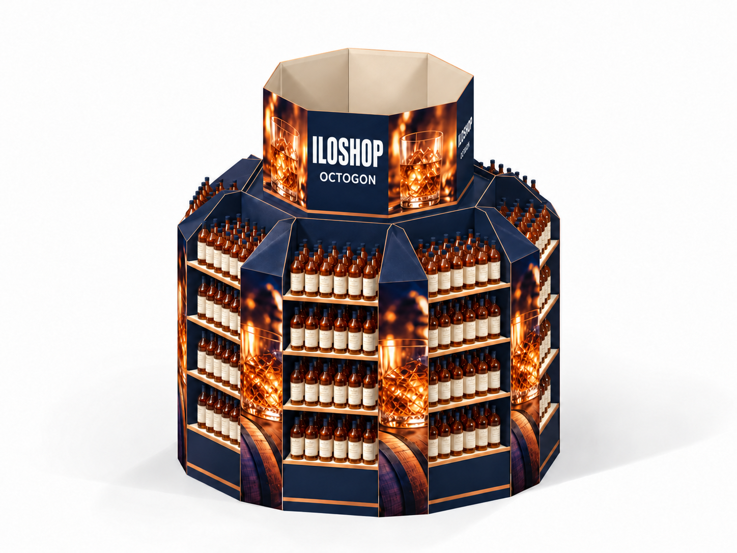 ILOSHOP OCTOGON · Eight displays around an octagonal tower present products on four levels.