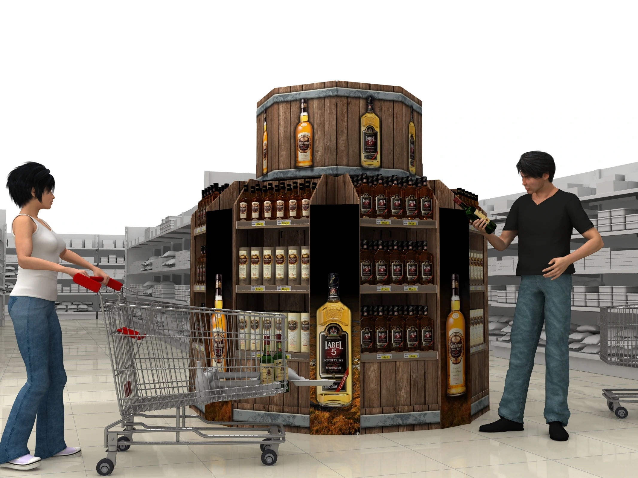ILOSHOP OCTOGON · In the retail space Original 3D visualisation · In-store setting.